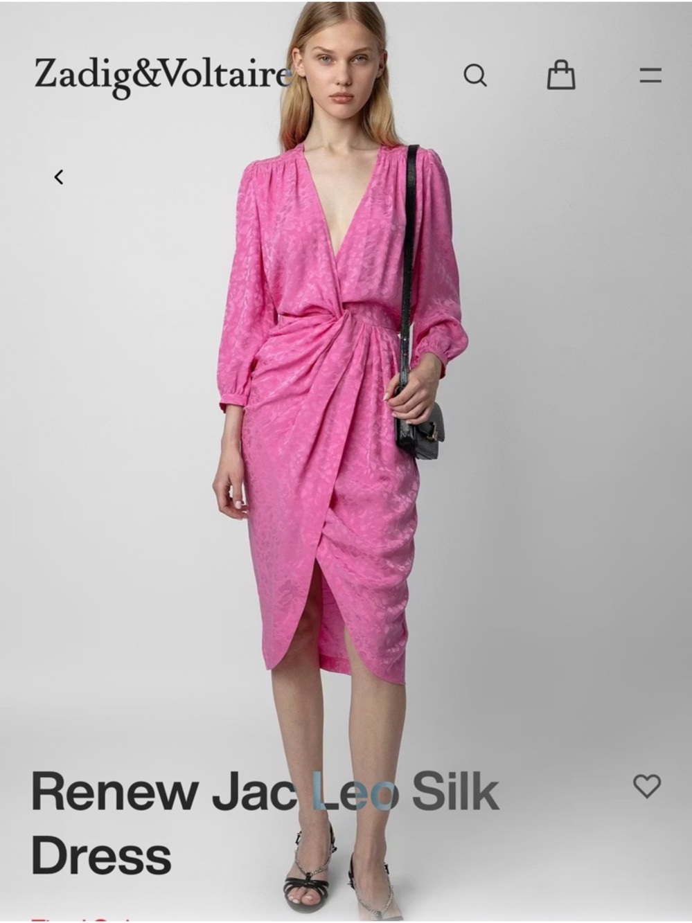 Zadig & Voltaire NWT Silk Jacquard Pink Midi Dress Draped Waist $698 - Picture 4 of 16